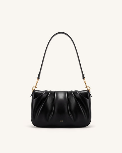 Sofia Ruched Shoulder Bag - Black