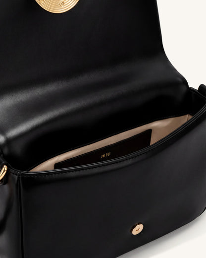 Sofia Ruched Shoulder Bag - Black