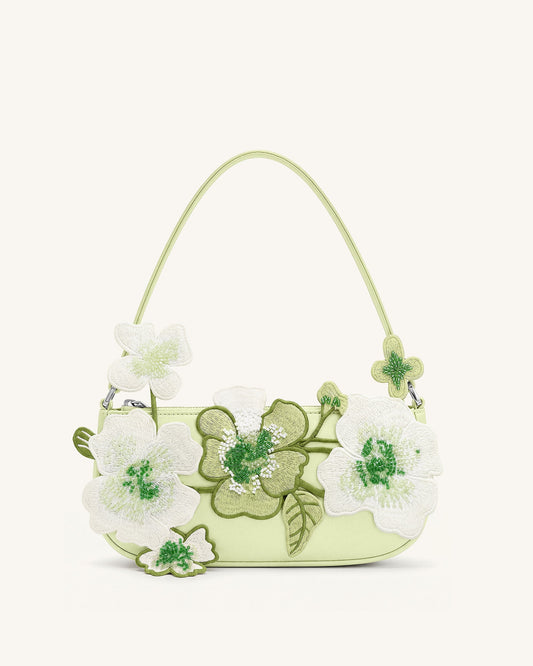 Leona Bead Embellished Shoulder Bag - Light Green