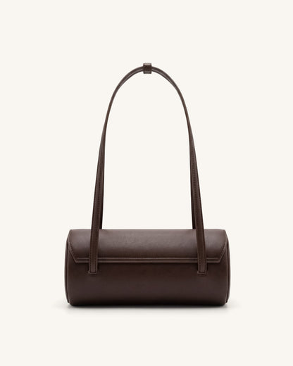 Solenne Barrel Shoulder Bag - Dark Brown