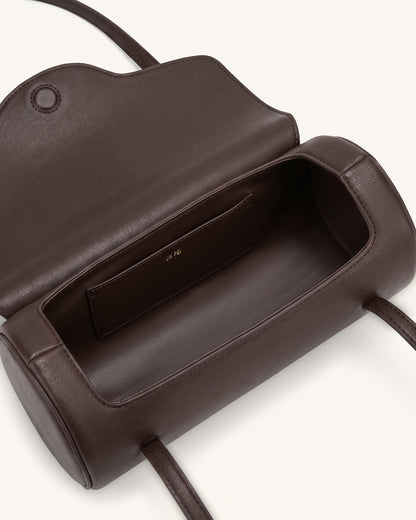 Solenne Barrel Shoulder Bag - Dark Brown