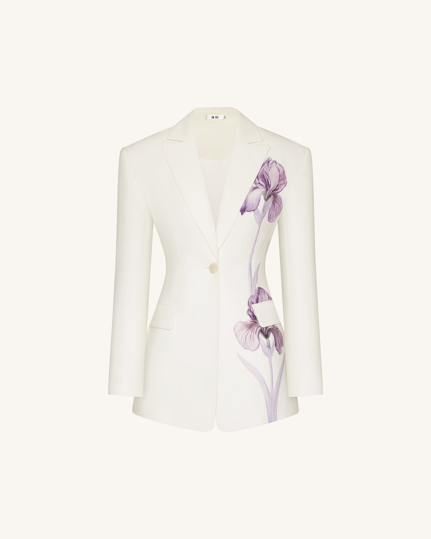 Iris Nakış Kum Saati Kesim Blazer Ceket - Beyaz