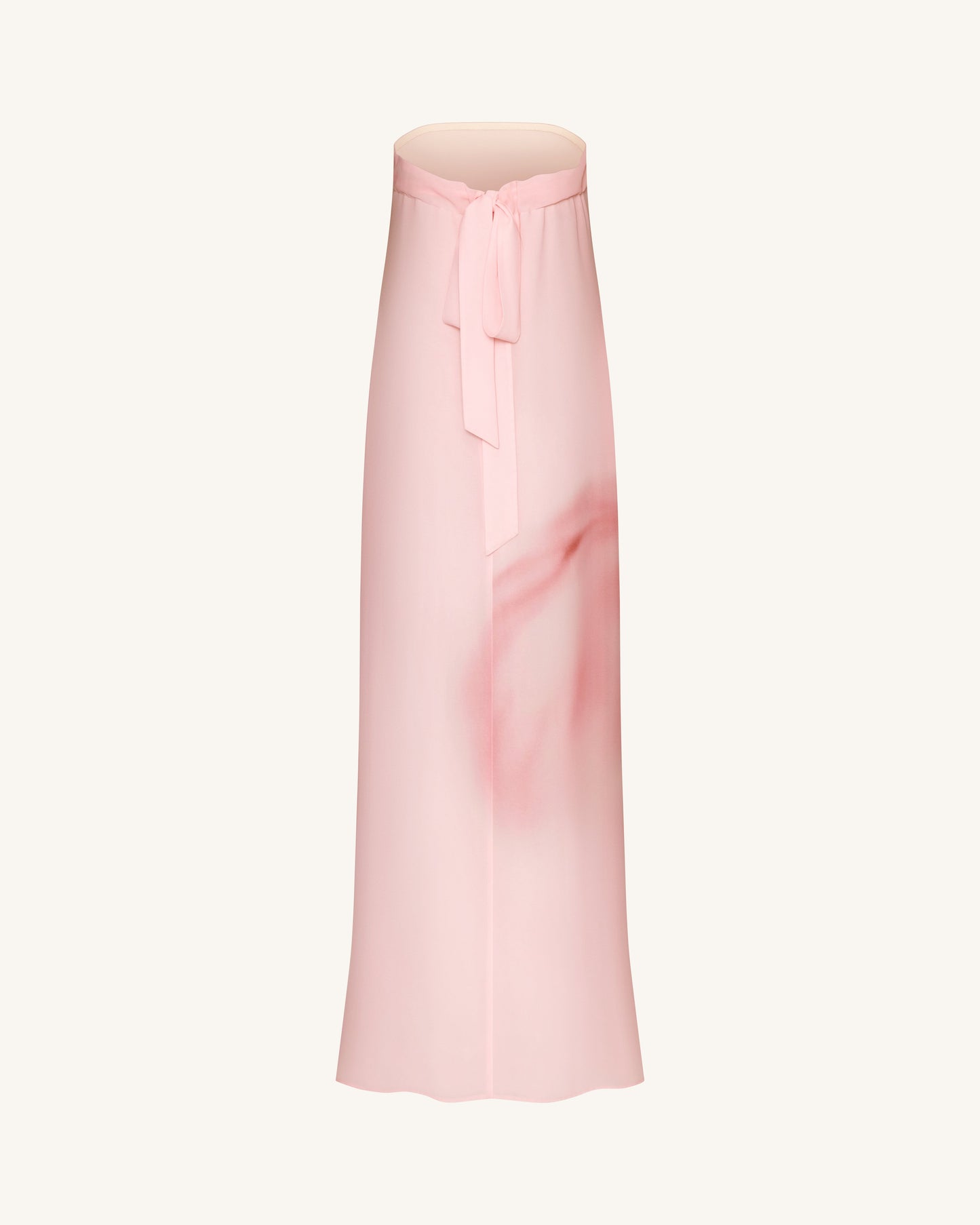 Suluboya Desenli Çiçek Desenli Straplez (Askısız) Maxi Elbise - Pembe