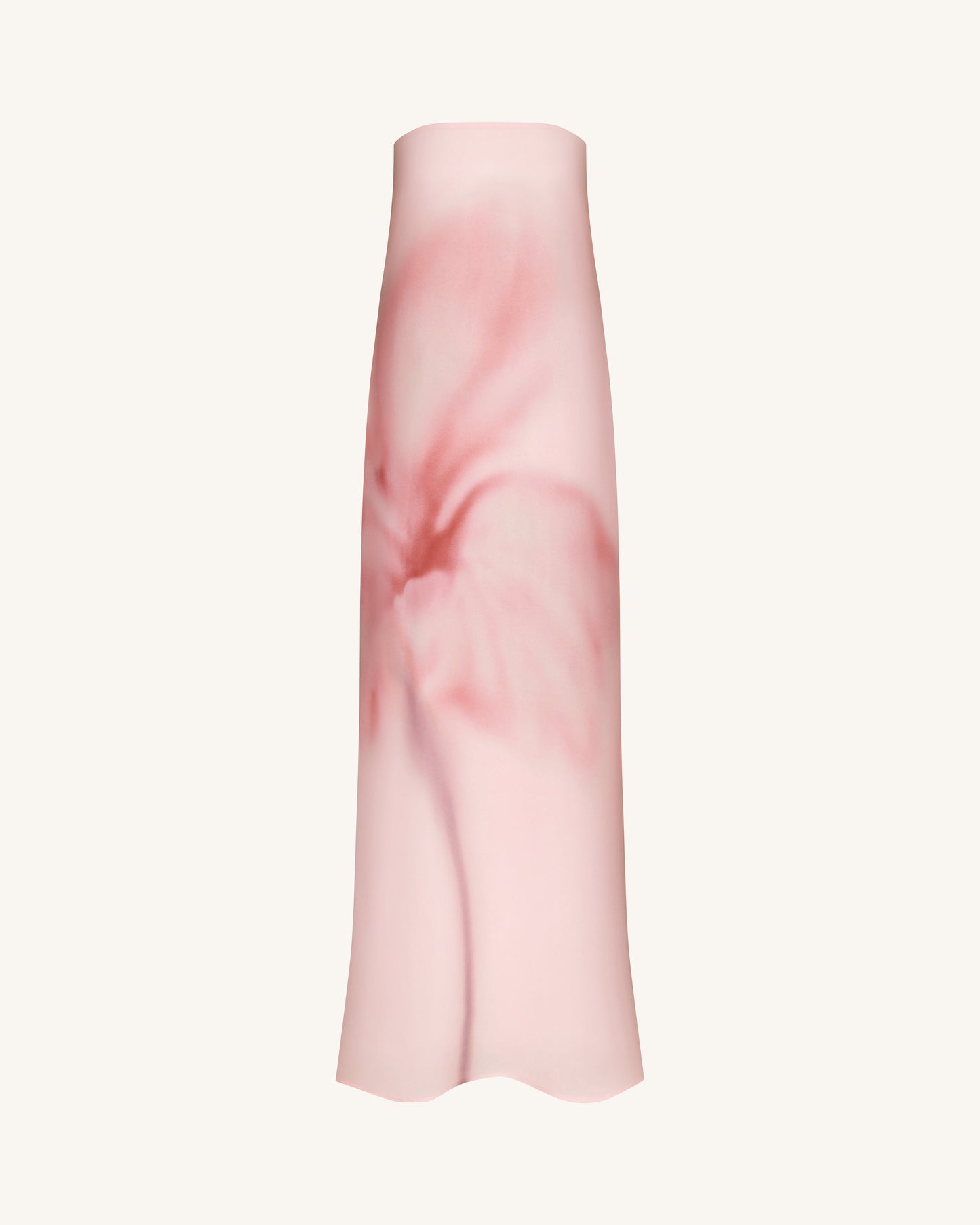 Suluboya Desenli Çiçek Desenli Straplez (Askısız) Maxi Elbise - Pembe
