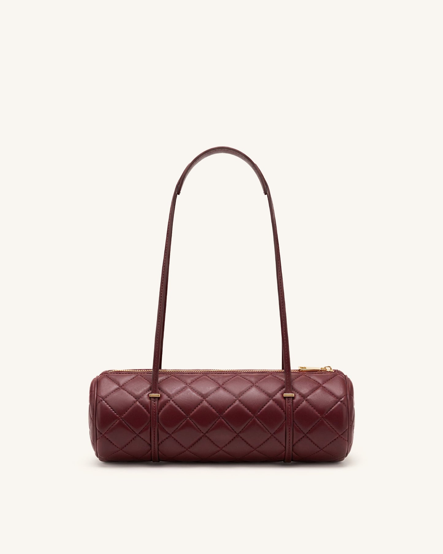 Marcella Quilted Cylinder Shoulder Bag - Burgundy