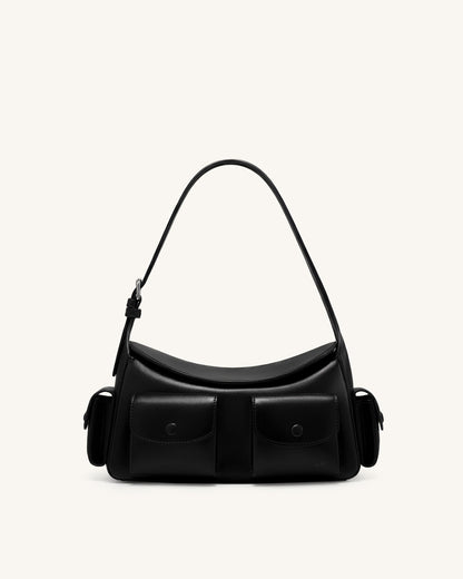 Corinne Multi-Pocket Shoulder Bag - Black