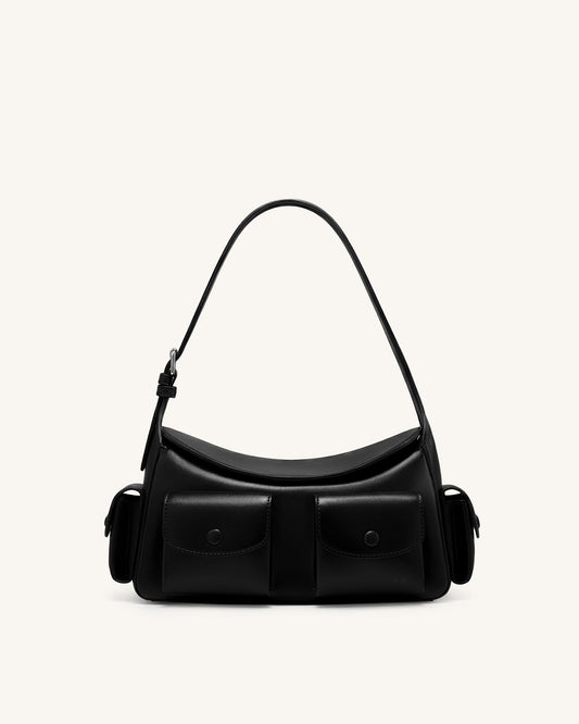 Corinne Multi-Pocket Shoulder Bag - Black