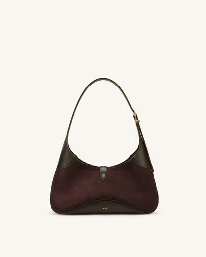 Juliette Key Charm East-West Shoulder Bag - Dark Brown