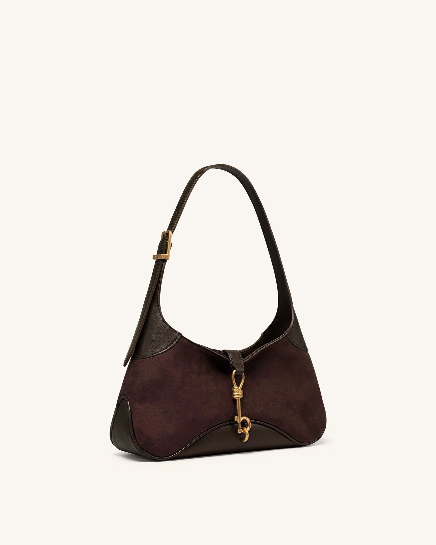 Juliette Key Charm East-West Shoulder Bag - Dark Brown