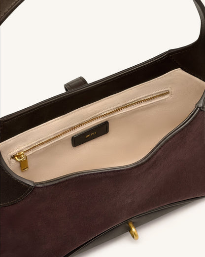 Juliette Key Charm East-West Shoulder Bag - Dark Brown