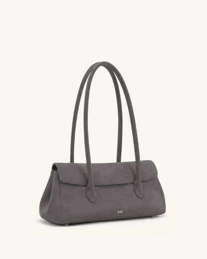 Solenne Faux Suede East-West Shoulder Bag - Taupe