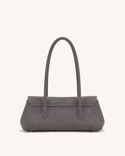 Solenne Faux Suede East-West Shoulder Bag - Taupe