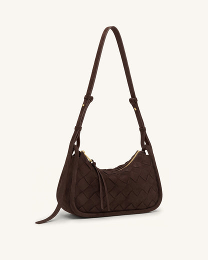 Zirelle Woven Faux Suede Hobo Bag - Brown