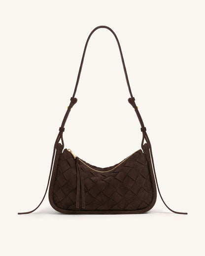 Zirelle Woven Faux Suede Hobo Bag - Brown