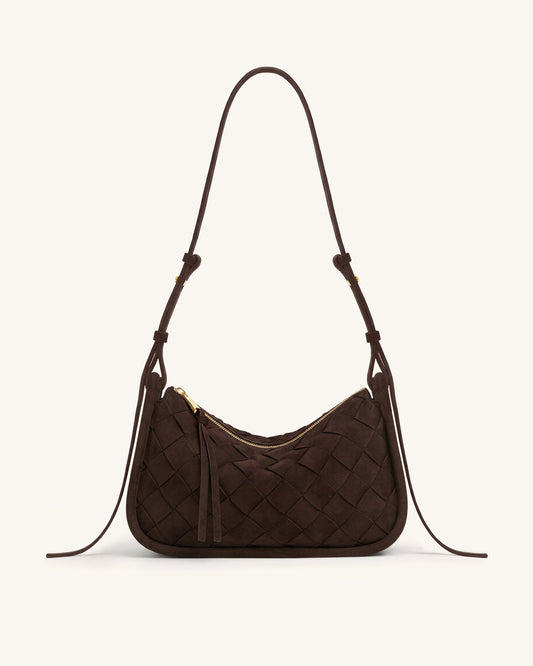 Zirelle Woven Faux Suede Hobo Bag - Brown