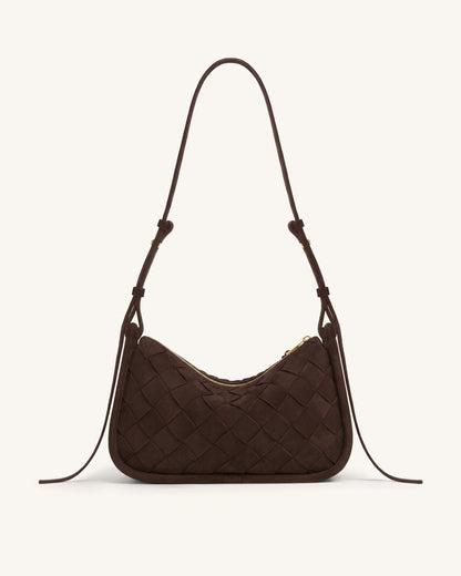Zirelle Woven Faux Suede Hobo Bag - Brown