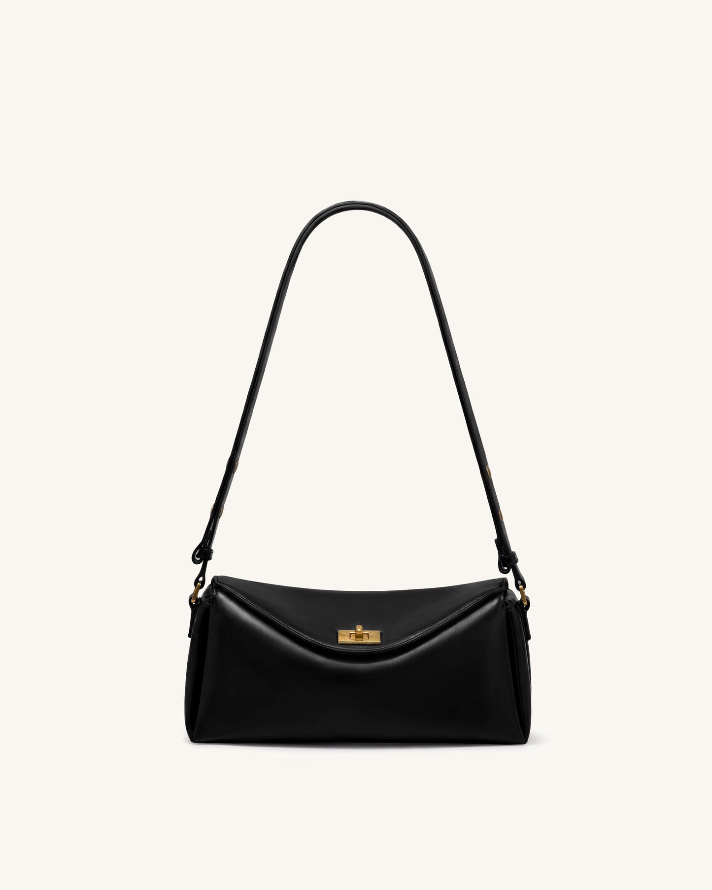 Lucia Asymmetric Flap Shoulder Bag - Black