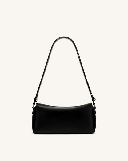 Lucia Asymmetric Flap Shoulder Bag - Black