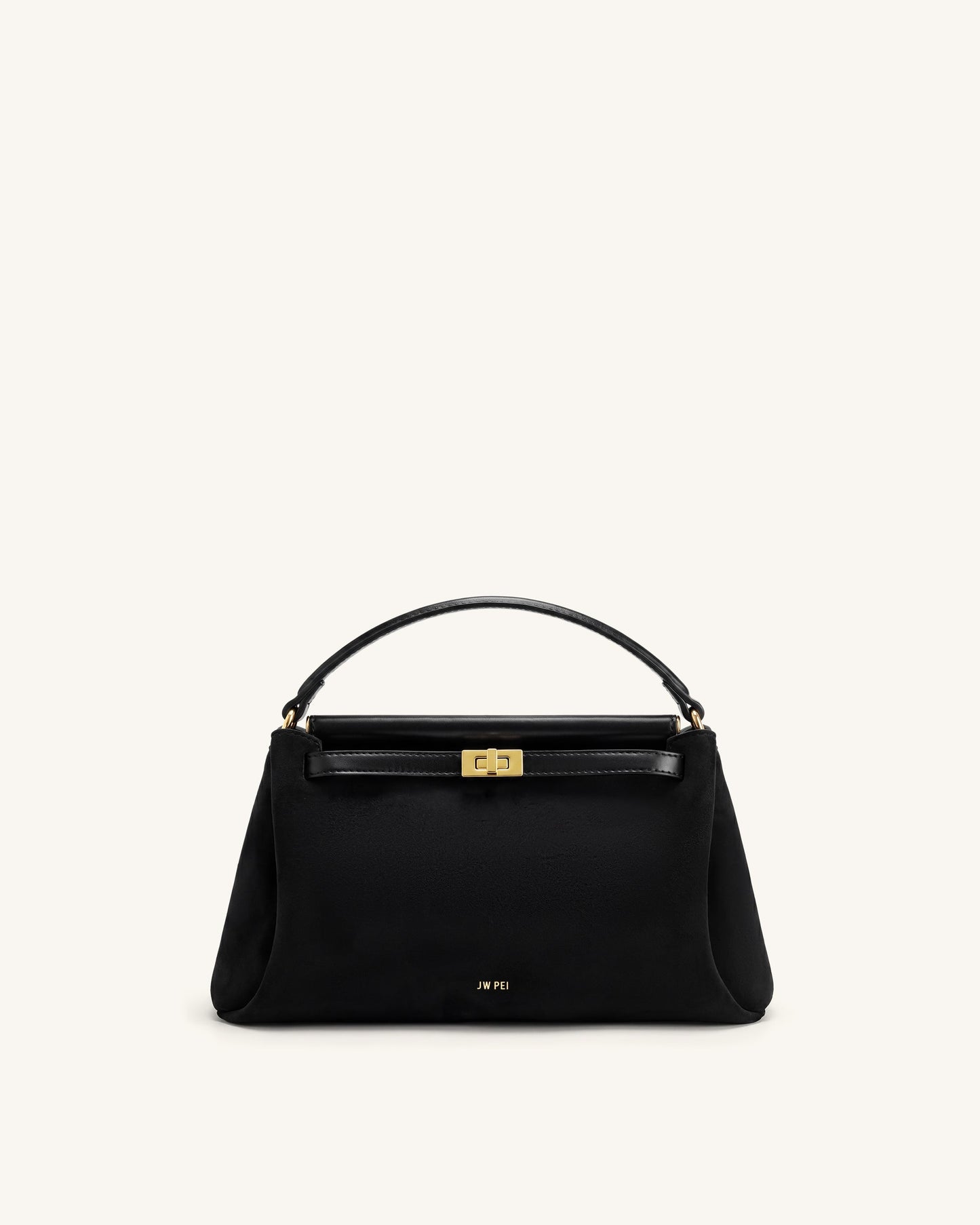 Carmen Faux Suede Top Handle Bag - Black