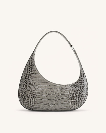 Harlee Shoulder Bag - Light Grey Croc