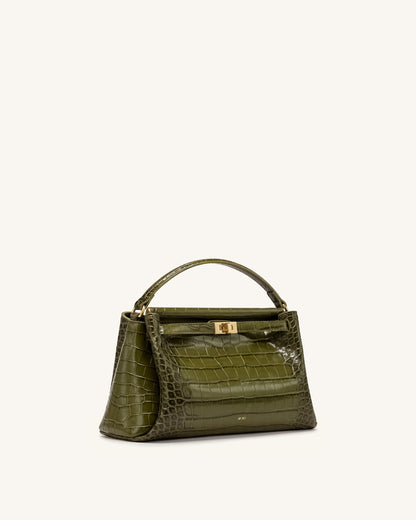 Carmen Top Handle Bag - Green Croc