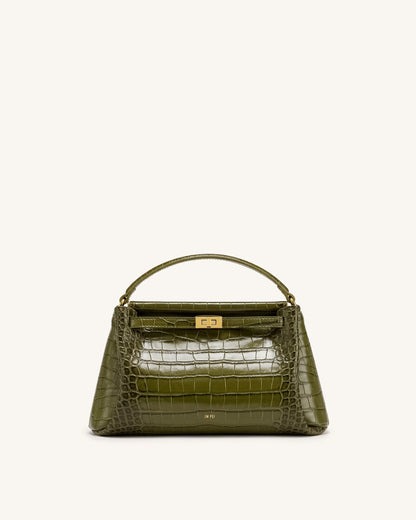 Carmen Top Handle Bag - Green Croc