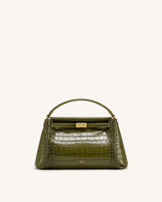 Carmen Top Handle Bag - Green Croc