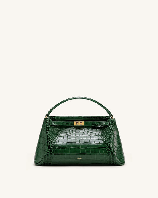 Carmen Top Handle Bag - Forest Green Croc
