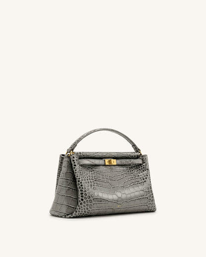 Carmen Top Handle Bag - Grey Croc