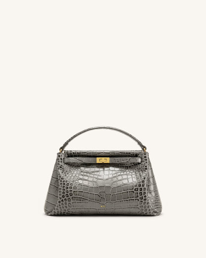 Carmen Top Handle Bag - Grey Croc