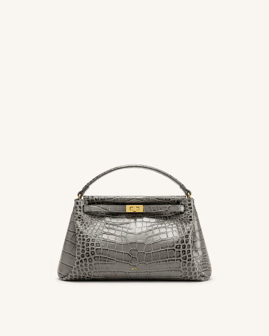 Carmen Top Handle Bag - Grey Croc