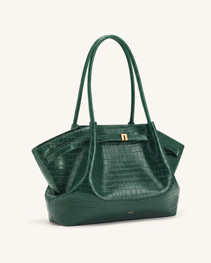 Hana Large Tote Bag - Green Croc