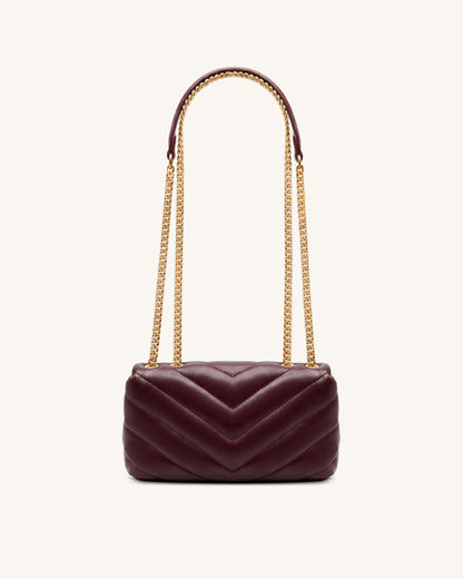 Riley Dachshund Quilted Flap Shoulder Bag - Deep Burgundy