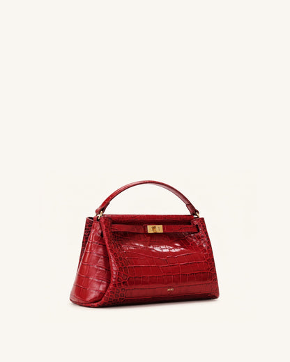 Carmen Top Handle Bag - Dark Burgundy Croc