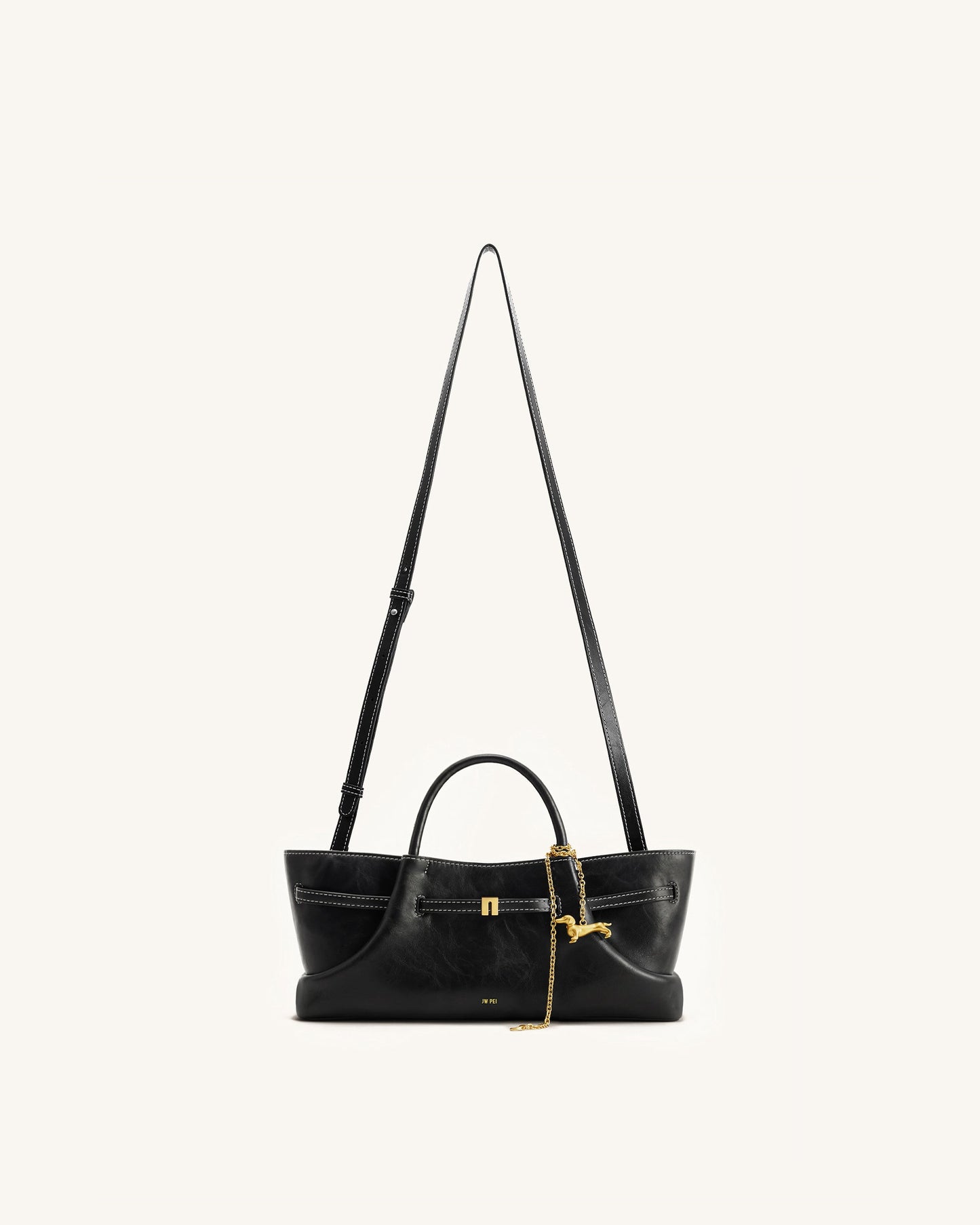 Maeve Sosis Köpek Metal Detaylı Charm / Süs Tote Çanta - Siyah