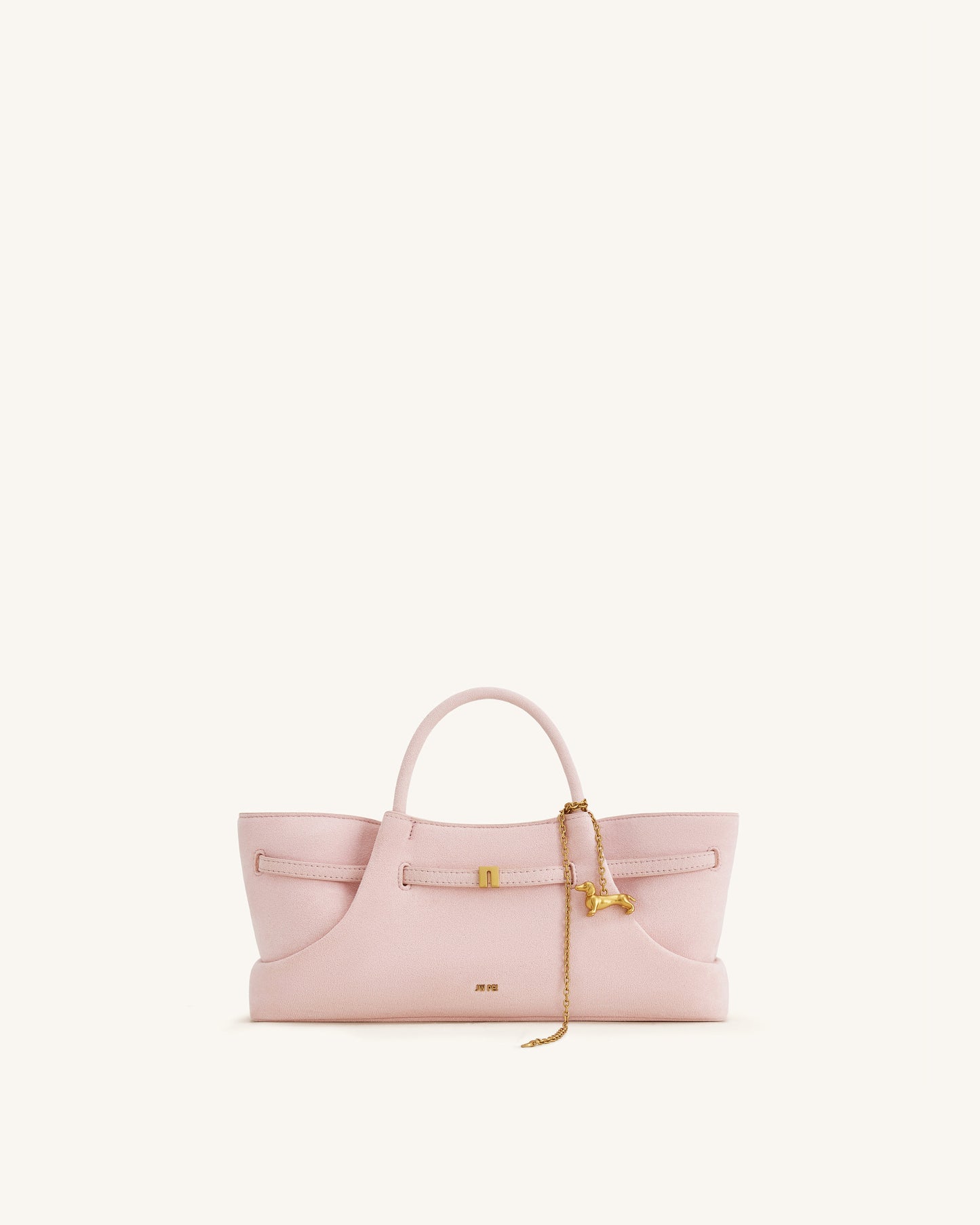 Maeve Sosis Köpek Metal Detaylı Charm / Süs Suni Süet Tote Çanta - Pembe