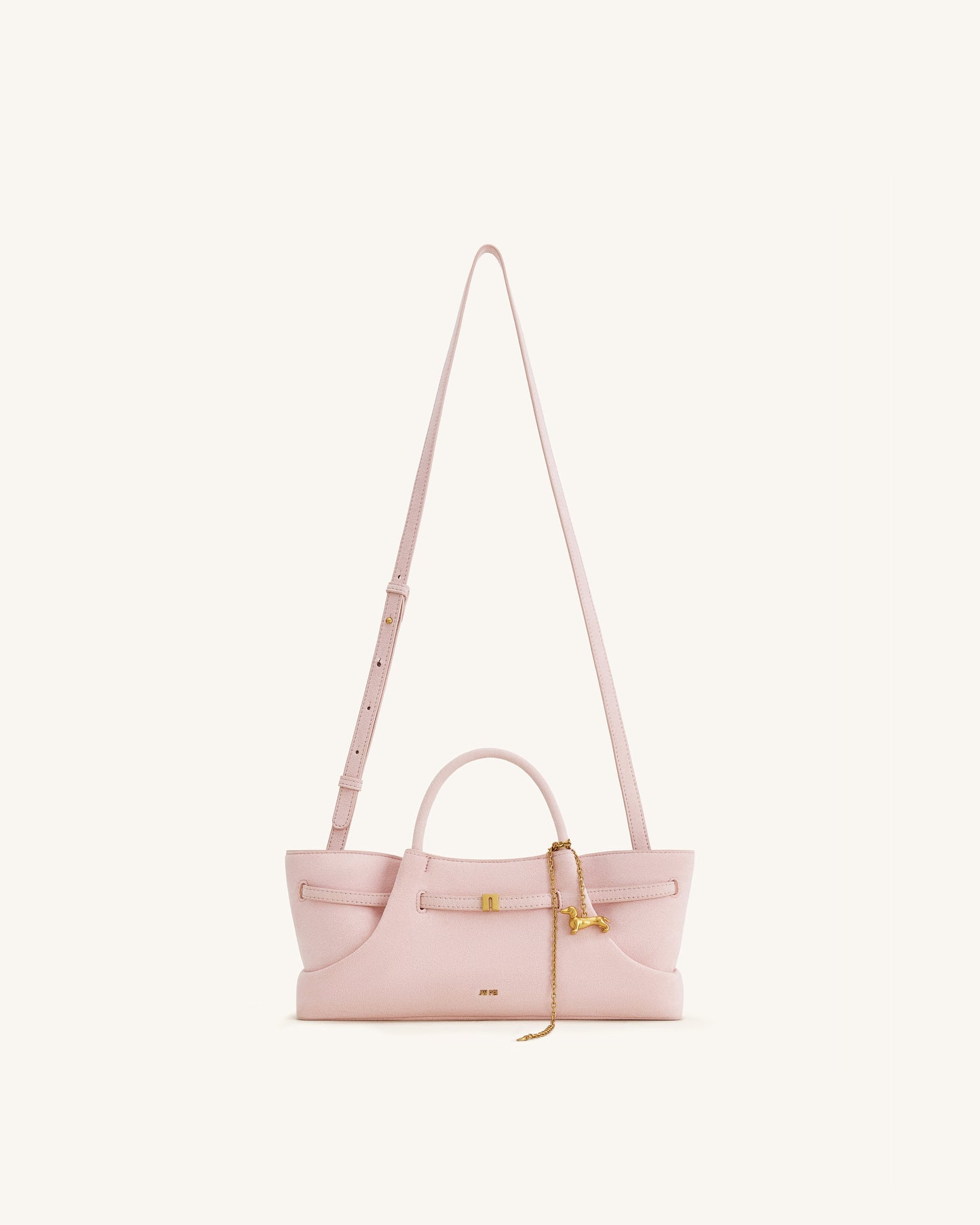 Maeve Sosis Köpek Metal Detaylı Charm / Süs Suni Süet Tote Çanta - Pembe