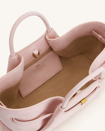 Maeve Sosis Köpek Metal Detaylı Charm / Süs Suni Süet Tote Çanta - Pembe