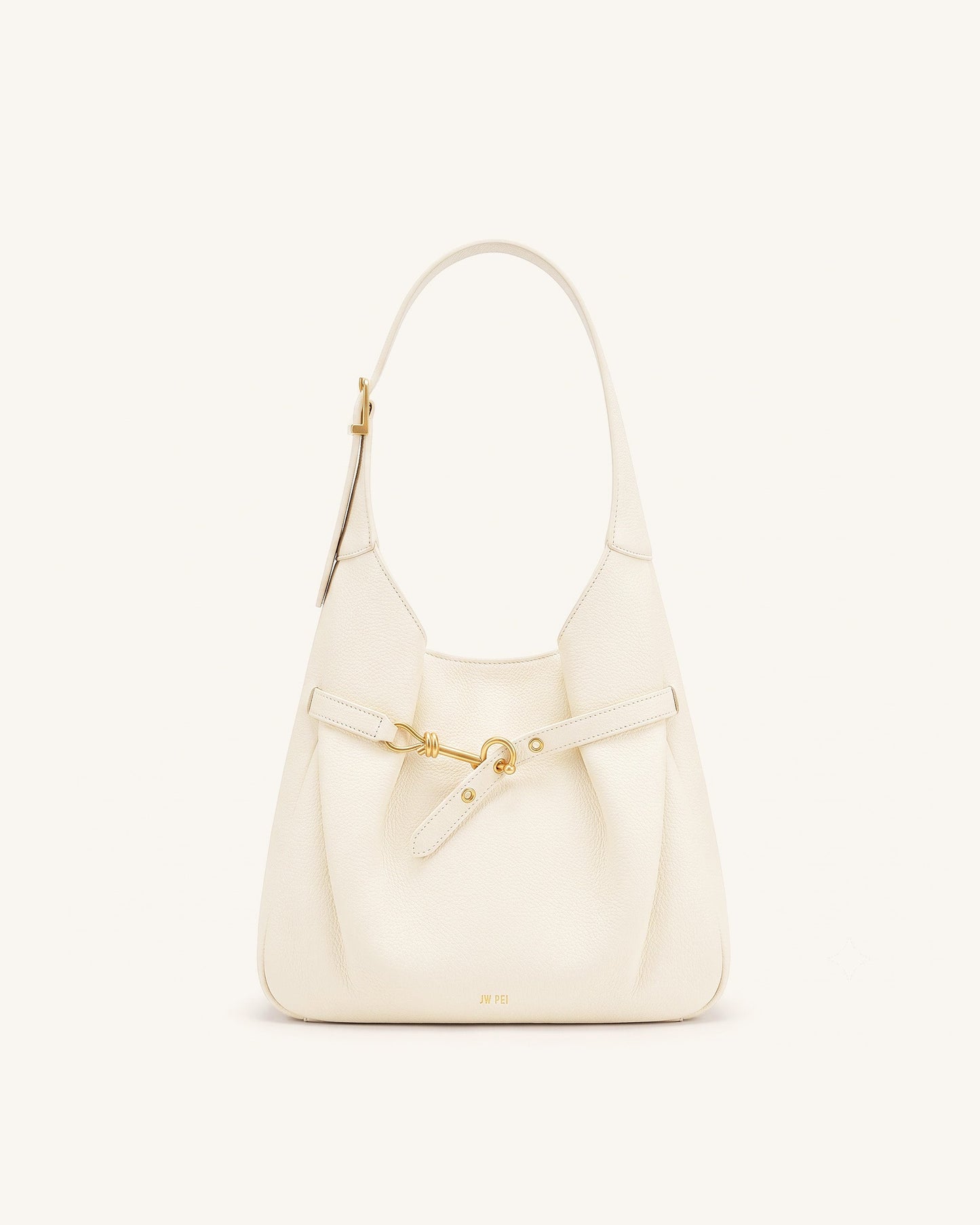 Alina Pebbled Hobo Bag - White