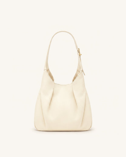 Alina Pebbled Hobo Bag - White