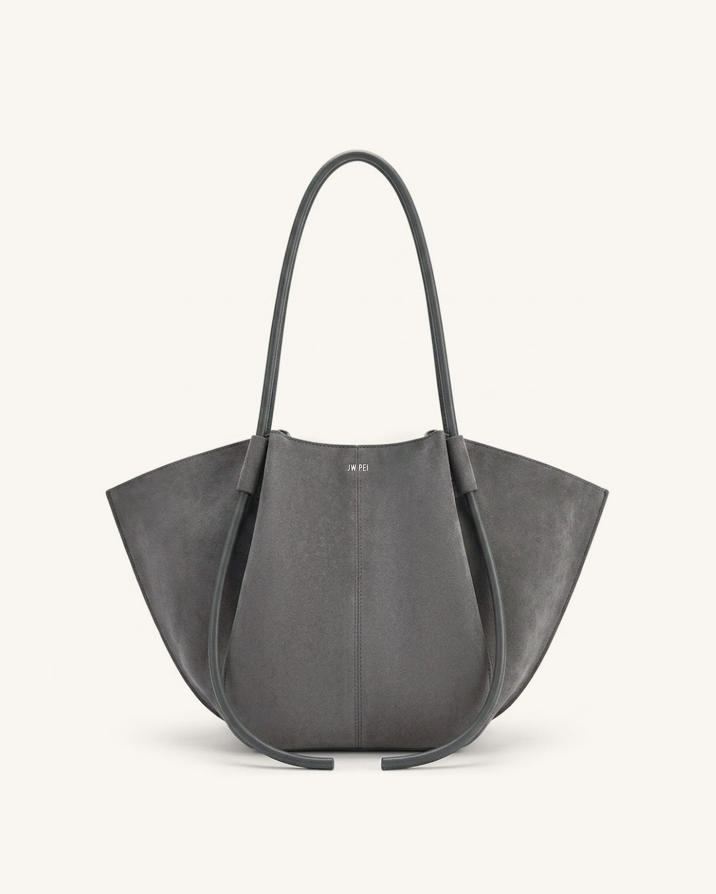 Nala Faux Suede Wide Tote Bag - Dark Gray