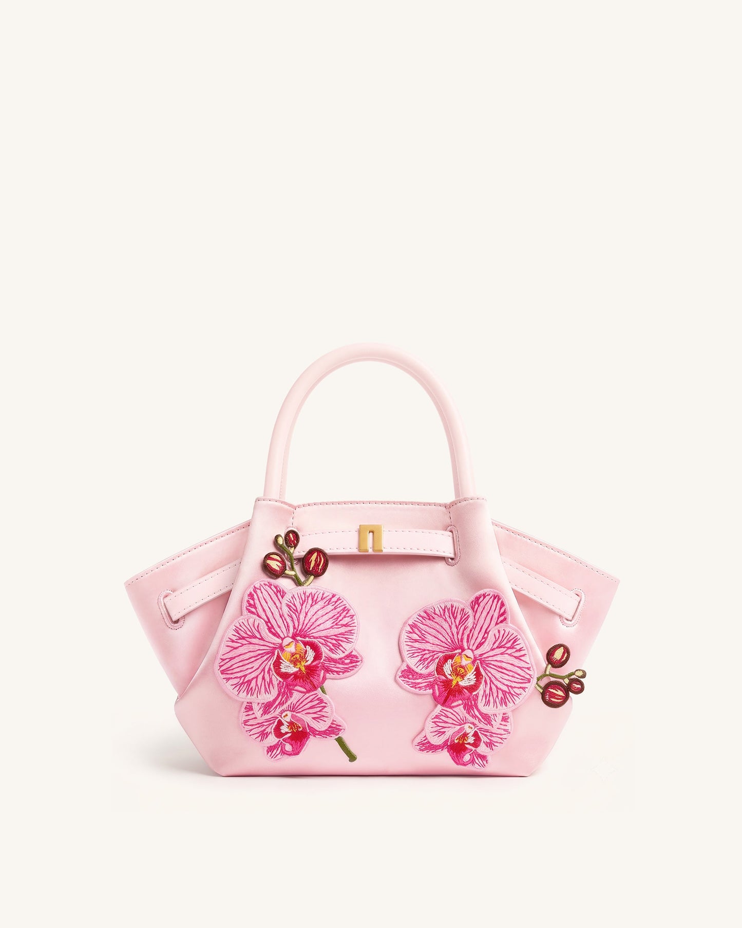 Hana Mini Phalaenopsis Orchid Embroidery Tote Bag - Pink