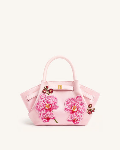 Hana Mini Phalaenopsis Orchid Embroidery Tote Bag - Pink