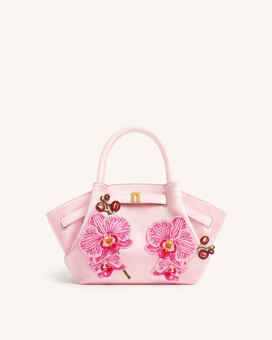 Hana Mini Phalaenopsis Orchid Embroidery Tote Bag - Pink