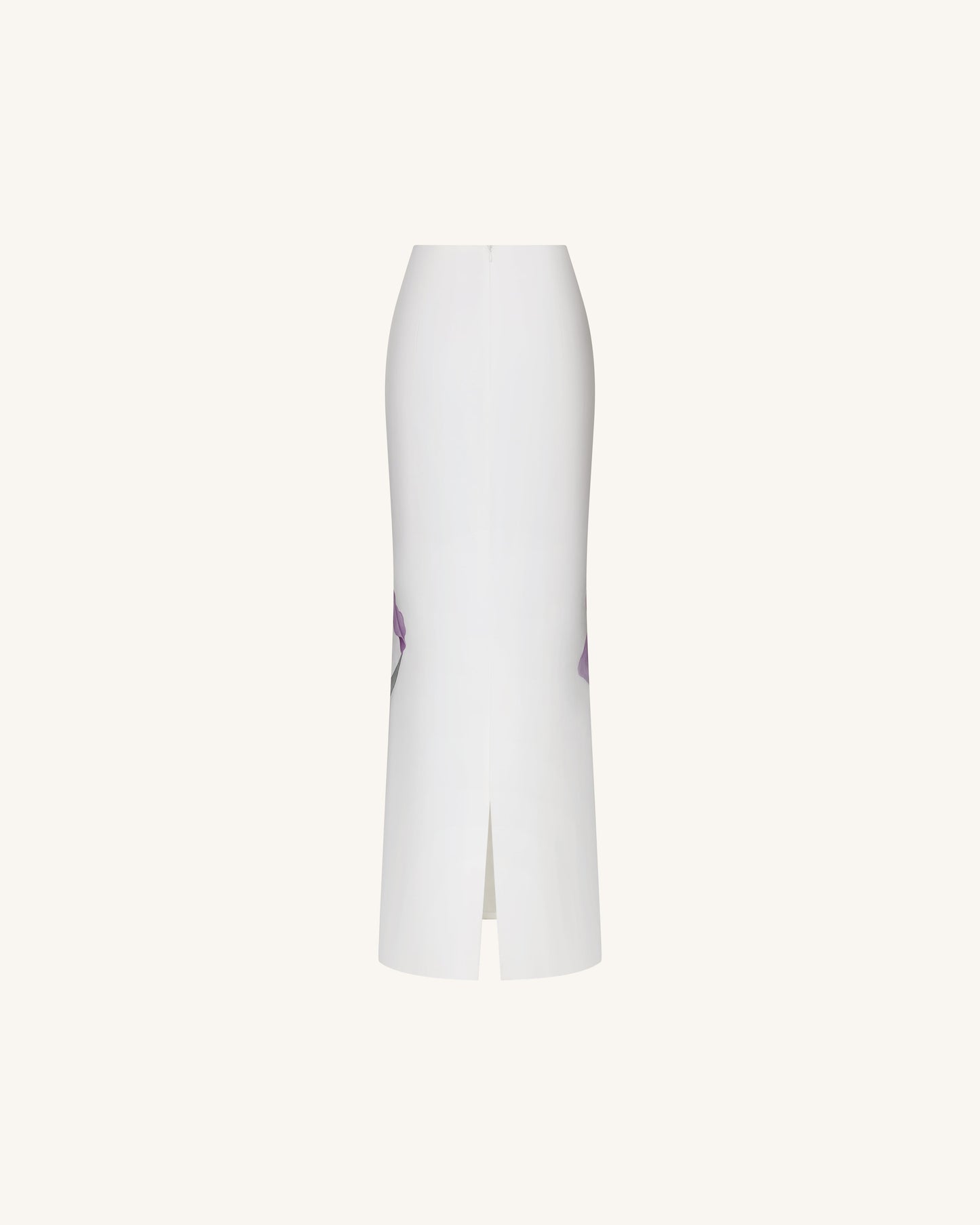 Iris Motifli Maxi Etek - Beyaz