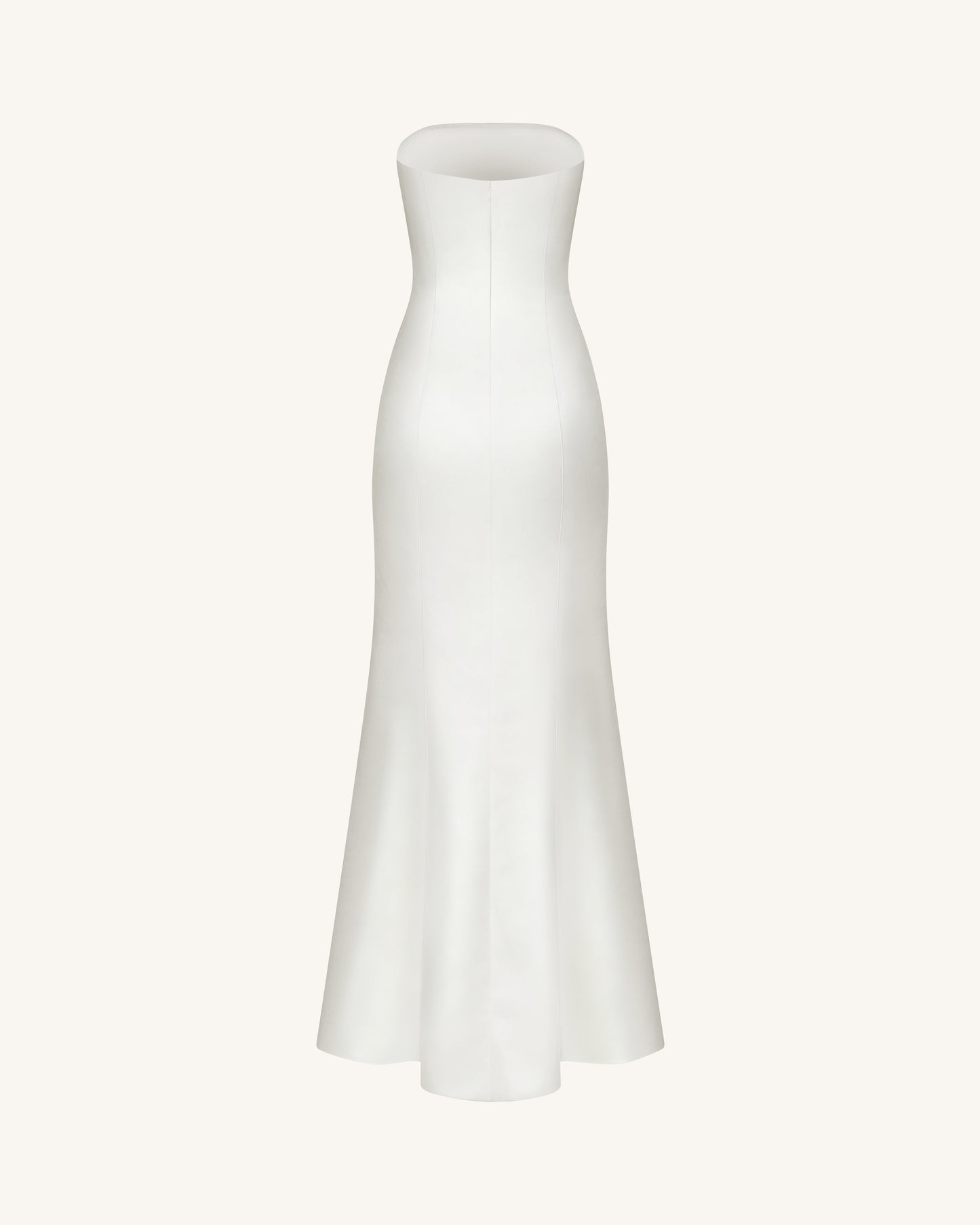 Straplez (Askısız) Çiçek Desenli Polyester Elbise - Beyaz