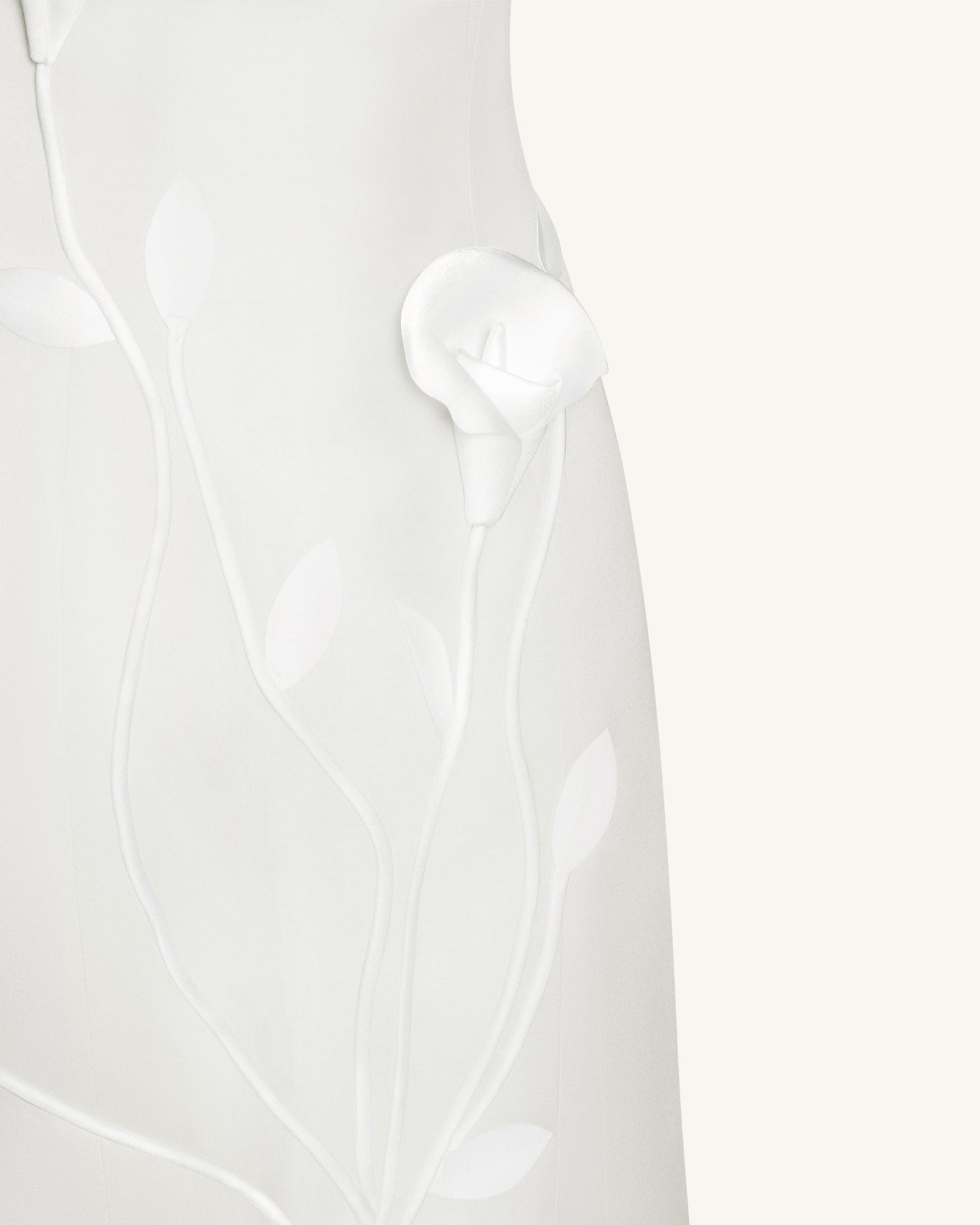 Straplez (Askısız) Çiçek Desenli Polyester Elbise - Beyaz