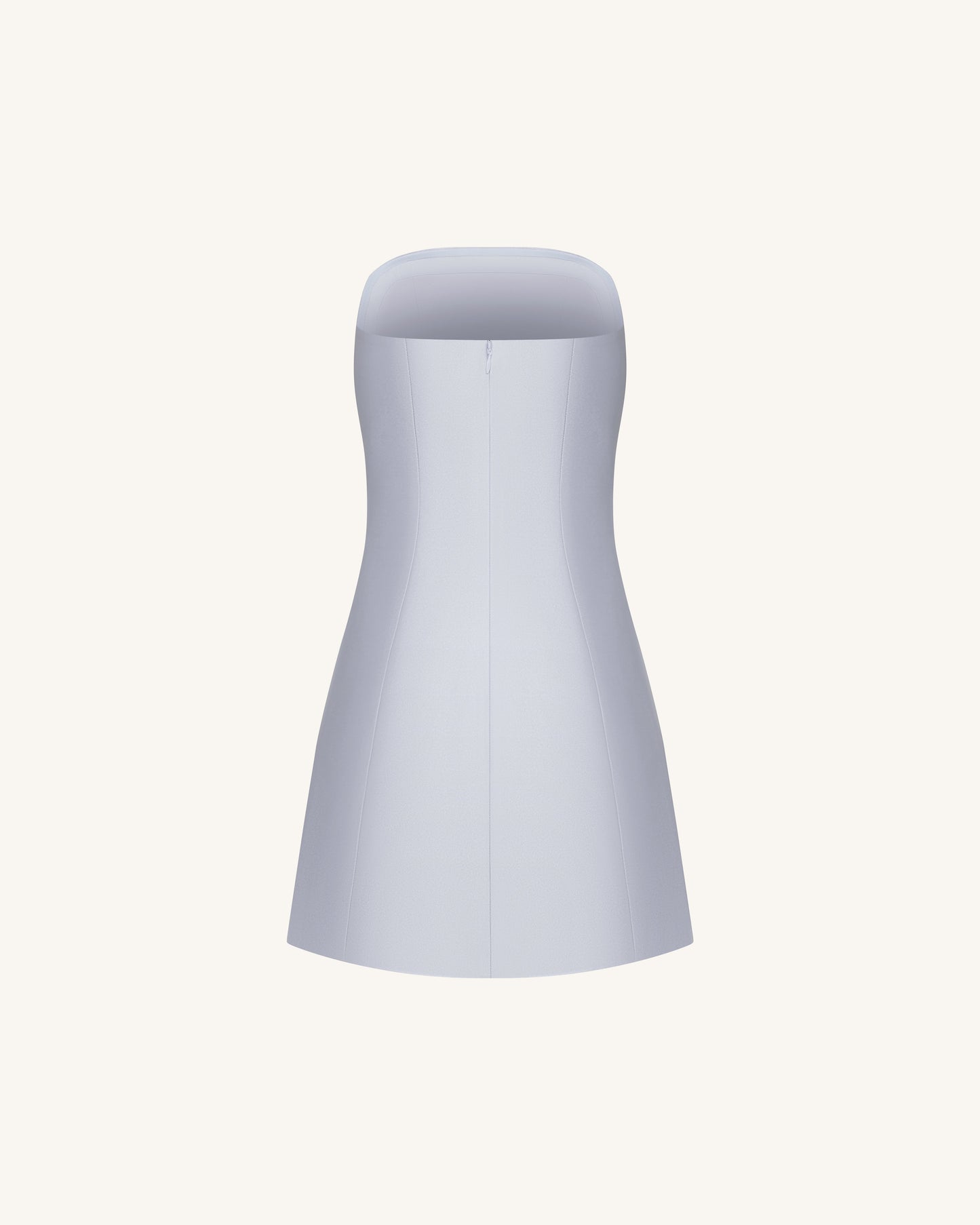 3D Sarmaşık Desenli Çiçek Desenli Straplez (Askısız) Mini Elbise - Mavi