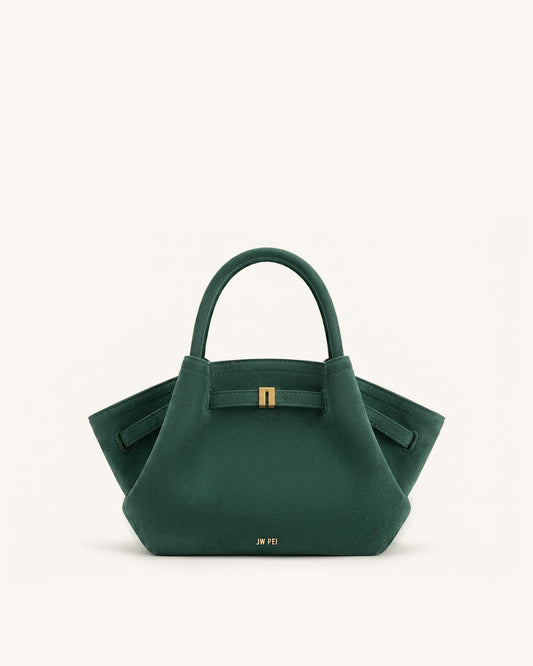 Hana Mini Faux Suede Tote Bag - Forest Green