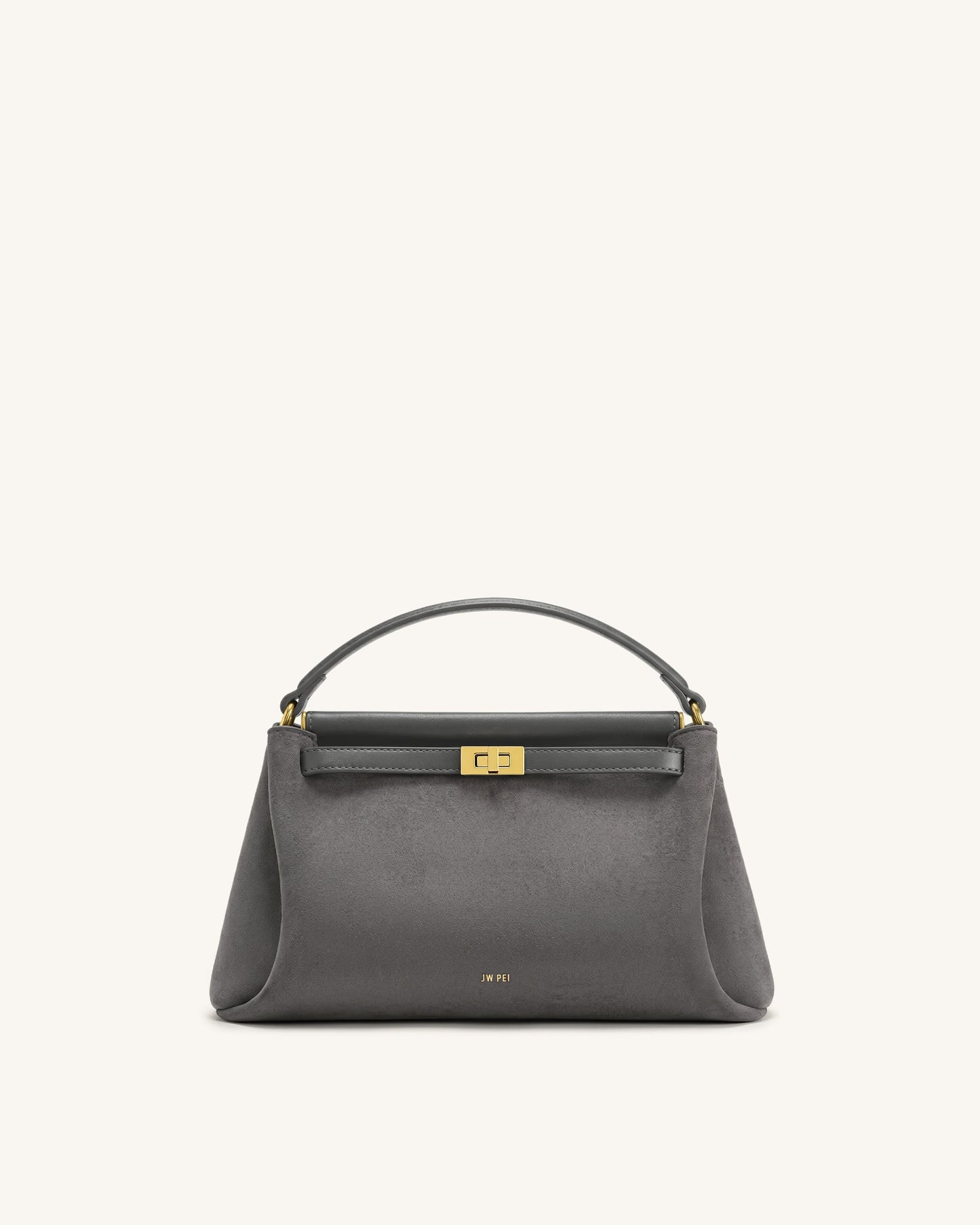 Carmen Faux Suede Top Handle Bag - Dark Gray